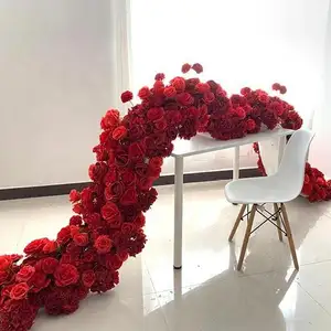 T65 Лидер продаж искусственный цветок Шелковая Роза Настольный бегун Свадебный центр Цветочная Арка 1 м Белые Розовые розы лозы для свадьбы