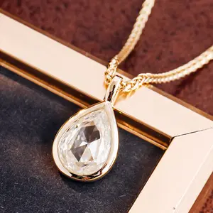 Único teardrop pêra forma 2ct lab grown diamante cvd jóias G/VS1 IGI diamante pingente colar em 14k amarelo ouro sólido