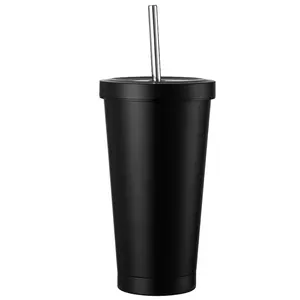 CUPPARK 500ml Double Wall Stainless Steel Sublimation Straight Tumbler Coffee Mug With Metal Straw