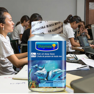 Suplemento dietético Daynee, cápsulas de gel blanda de aceite de pescado de mar profundo más vitamina D3 para apoyar la salud del cerebro y el corazón - Product Image 1