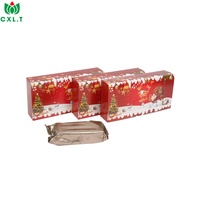 Boîte à chocolats de Noël avec logo personnalisé, design rouge festif, boîte en papier pour bonbons, en-cas et emballage alimentaire