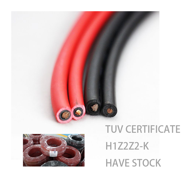 TUV Certified  Single Core Tinned Copper XLPO Insulated Wire for Solar Panels Power Wire for TUV 4MM2 Solar Wire Cable Stock