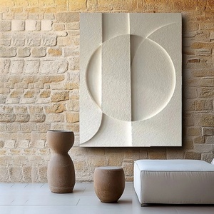 Cuadro Grande Hecho a Mano en 3D, Pintura de Yeso Texturizado Beige sobre Lienzo, Decoración de Pared Abstracta Moderna, Regalo Único para el Hogar - Product Image 4