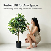 Arbre artificiel Laurier de la Baie 80 cm, petit faux Laurier en pot, verdure pour balcon, cour, entrée, patio, décoration de jardin