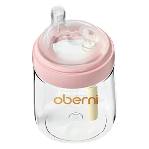 Oberniの新しいベントアンチコリックは、超ワイドネックの新生児ガラス素材の哺乳瓶用の哺乳瓶のような乳房を設計しました