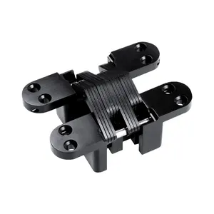 High Quality 180 Degree Invisible Hinge Black Metal Cross Concealed Hinges for the Door