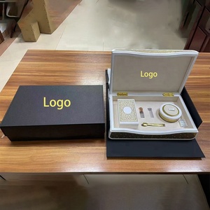 Luxury MDF Agarwood Set, Wooden Box Perfume Box, Gold Trim, Multi-Compartment Storage Box, with Leather Cover, Arabian Gift - Product Image 1