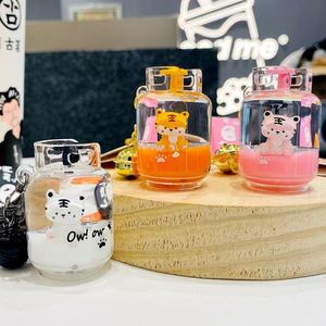 New Style Creative Cute Cartoon Acrylic tiger Key Chain Keyring Quicksand <b>Floating</b> Liquid Kawaii Keychain - Product Image 2