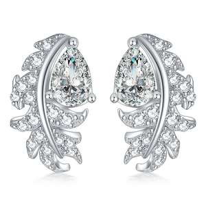 คอลเลกชันเจ้าสาว ต่างหูเงินแท้ 925 ชุบโรเดียม ประดับเพชร CZ ของขวัญสำหรับงานแต่งงานและเพื่อนเจ้าสาว - Product Image 1