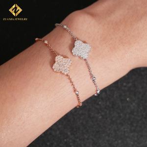 Bracelet en argent sterling 925 de haute qualité à la mode, trèfle à quatre feuilles, couleur moissanite, boucles d'oreilles, bracelet, cadeau porte-bonheur pour femmes - Product Image 6