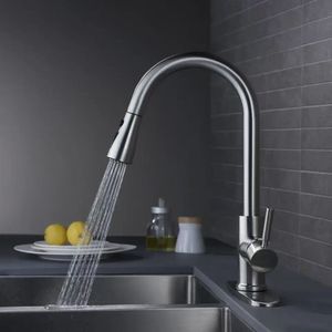 Edelstahl 304 Wasserhahn moderne Küchenarmaturen ausziehbare Sprühe Küchenmischer Waschbecken-Wasserhähne - Product Image 3