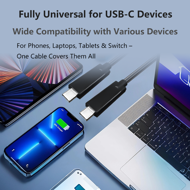 USB-C USB-C Cable 60W PD Fast Charging 10Gbps High-Speed Data Sync 4K 60Hz Video Output Bi-Directional TPE Computer/Tablet/PC