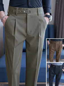<span class=keywords><strong>Pantalon</strong></span> de Costume <span class=keywords><strong>Homme</strong></span> Élégant et Décontracté, Coupe Droite, <span class=keywords><strong>Taille</strong></span> Mi-Haute, Lavage Clair, Fermeture Éclair, 100% Polyester - Product Image 2