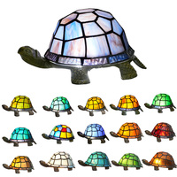 Lampes de table en vitrail de style pastoral, ornement pour bar, salon, chambre à coucher, lampes de table tortue modernes et mignonnes, cadeaux artisanaux en forme d'animaux