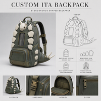 Sac à dos personnalisé Stegosaurus Ita Bag avec rangée de pointes osseuses et longue queue pour garçons et filles, idéal pour l'école, les voyages, le quotidien, cadeau, commande en gros