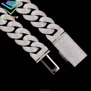 Collar/Pulsera Unisex de Moda con Cadena de Plata 925 Chapada en Oro de 18K y Moissanita VVS con Certificado GRA, Estilo Hiphop Rapper - Product Image 2