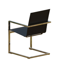Silla de Comedor Moderna con Estructura de Acero al Carbono y Reposabrazos, Tapizada en Tela No Tejida, para Hogar, Oficina, Parque, Uso en Interiores y Exteriores