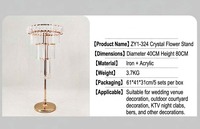 Support à fleurs de mariage en métal doré de luxe, centre de table en forme de lustre à 3 niveaux avec pendentifs en cristal acrylique pour la décoration d'événements et de fêtes
