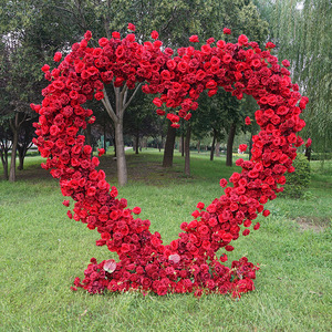 L08-5 corno a forma di cuore personalizzato a buon mercato buon prezzo arco composizione floreale cuore bianco fiore artificiale arco per il matrimonio - Product Image 2