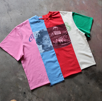 Fabricants de vêtements, impression graphique personnalisée, patchwork bicolore, 100% coton, t-shirts pour hommes surdimensionnés, courts et carrés