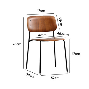 Modern Wooden Dining Chair With Metal Legs <b>Backrest</b> For Home Study Use - Product Image 5