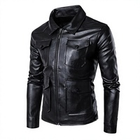 Veste en cuir de vachette pour homme, fermeture éclair, col à revers, multi-poches, coupe classique, vêtements d'extérieur d'hiver, OEM