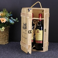 Boîte à vin en bois de paulownia rôti antique 2 bouteilles de rangement en bois avec technique polie
