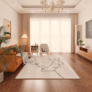 Alfombra de Poliéster Estilo Japonés Jinrui, Línea Blanca y Negra, Antideslizante, Lavable a Mano, para Sala de Estar, Dormitorio, Estudio - Product Image 4