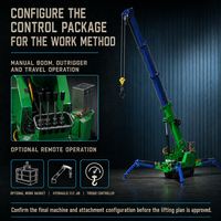 Mini-grue araignée sur chenilles de 1,2 tonne, télécommande sans fil, flèche télescopique hydraulique, portée de levage de 6,3 m pour les levages en espaces étroits intérieurs