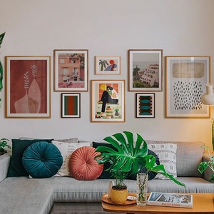 Cadre photo mural en <span class=keywords><strong>bois</strong></span> massif écologique personnalisé, bricolage, cadre photo mural 01, montage mural agrandi, combinaison créative, salon - Product Image 1