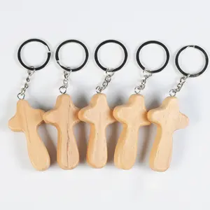 Innovation unique products new ideas 2024 wholesale pine wooden cross pendant for christians