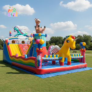 Castillo de salto de casa inflable grande comercial con tobogán y pared de escalada en roca para alquiler de eventos - Product Image 5