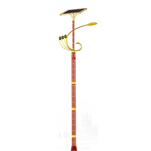 Poste de Luz LED de un Solo Brazo de Aleación de Aluminio, 3M-12M, Impermeable, con Recubrimiento en Polvo, para Uso en Exteriores, Decorativo Rojo y Amarillo, 180km/h - Product Image 1