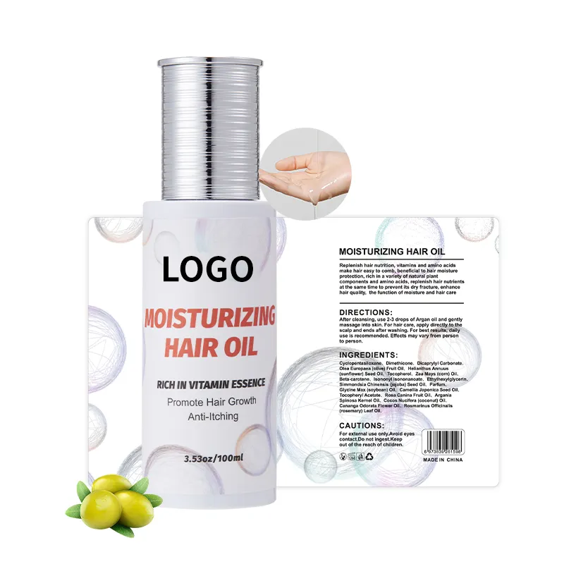 Label pribadi minyak zaitun penumbuh perawatan rambut organik perawatan kulit kepala alami anti-gatal minyak rambut