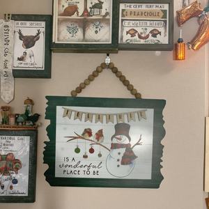 ตุ๊กตาหิมะคริสต์มาสฤดูหนาวแผ่นไม้ MDF แขวนด้านหน้าประตูต้อนรับแผ่นไม้ออกแบบเป็นของขวัญตกแต่งบ้าน - Product Image 1