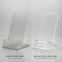 Support de téléphone moderne minimaliste en acrylique massif poli, support transparent monobloc sans couture, décoration d'intérieur, présentoir de comptoir de bureau
