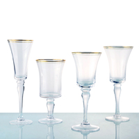 Lot de verres à vin en gros avec bordure dorée – Verres décoratifs pour vin rouge, verres à martini, flûtes à champagne pour mariage