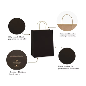 Bolsa de Papel Kraft Negra con Logotipo Personalizado para Comida para Llevar, Panadería, Galletas, Compras, con Asas - Product Image 4