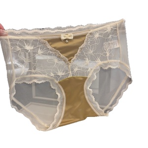 Lussuosi slip in rete a vita media Nude e morbida e traspirante da ragazza di lusso squisito Bikini in seta dolce comodo - Product Image 5