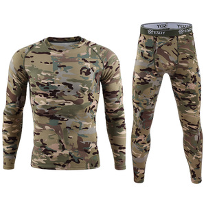 Conjunto de Ropa Interior Térmica de Poliéster con Camuflaje para Deportes al Aire Libre DF ESDY 1, Cuello Redondo, Grueso, para Ciclismo y Esquí, Camiseta Interior para Hombre - Product Image 1