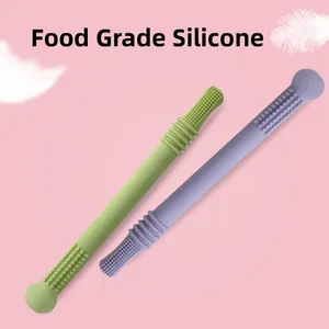 BPA ücretsiz bebek silikon içi boş diş tüp bebekler tulumları silikon diş kaşıyıcı tüp sopa duyusal oyuncaklar silikon diş çıkarma oyuncak