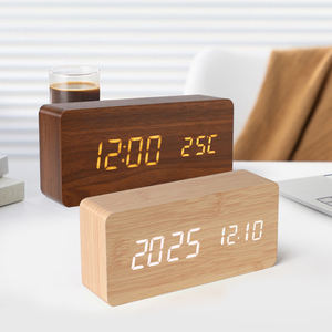Reloj Despertador Digital de Madera con Control por Voz, Temperatura, LED Inteligente, Reloj de Mesa, Fabricante de Relojes de Madera para Dormitorio, Decoración para el Hogar - Product Image 1