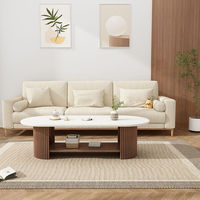 Table basse moderne Adenuo en pierre frittée durable et bois massif pour salon, petit espace, mobilier de maison