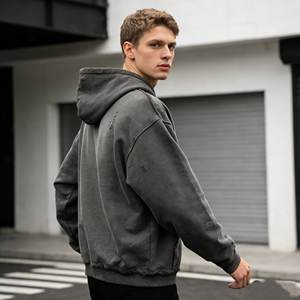 Sudadera con capucha para hombre, de algodón French Terry, con logotipo personalizado, estilo acid-washed y desgastado, de los más vendidos, para fabricantes de ropa. - Product Image 6