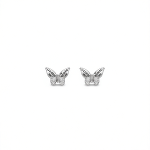 Boucles d'oreilles papillon en or E3735 avec diamants pour femme, taille brillant rond, couleur G naturelle, style mignon pour usage quotidien - Product Image 1