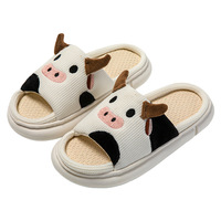 Anti-Skip Intérieur Maison pour Pantoufles pour Femmes Filles Respirant Vache-Design Chaussures De Maternité Antidérapant PVC Semelles Extérieures À La Mode Plat