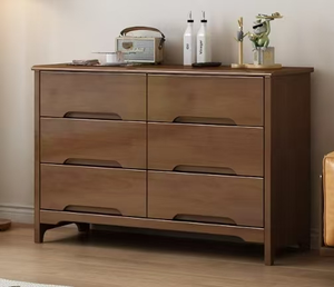 Modern Wood <b>6</b> <b>Drawer</b> <b>Dresser</b> Flat Panel Design Storage Cabinet Living Room Furniture Natural Finish - Product Image 1