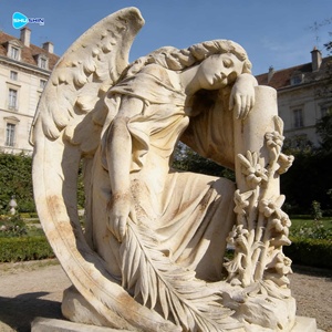 Estatuas <span class=keywords><strong>de</strong></span> Ángeles <span class=keywords><strong>de</strong></span> Mármol Blanco Modernas Personalizadas para Interiores/Exteriores, Hermosa Escultura <span class=keywords><strong>de</strong></span> Ángel con Pluma Tallada a Mano para Jardín - Product Image 1