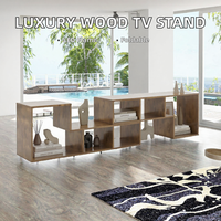 Ensemble de table basse et meuble TV de luxe TUZHI CASA, style ferme, pliable, en panneaux de bois modernes, avec foyer LED, pour téléviseurs de salon de 55/85 pouces