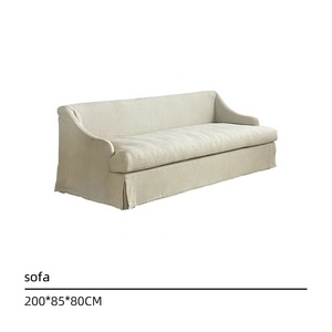 Wabi-sabi Traditional Villa Square Corner <strong>Sofa</strong> 3 Seater <strong>Wood</strong> <strong>Frame</strong> Linen Upholstery Customized Luxury Living Room <strong>Sofa</strong> - Product Image 6